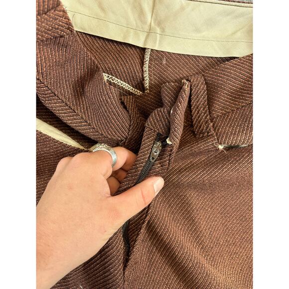 VINTAGE 70s Sears Kings Road Pants Mens 30x25 Brown Perma Prest Bootcut Retro - Picture 4 of 7